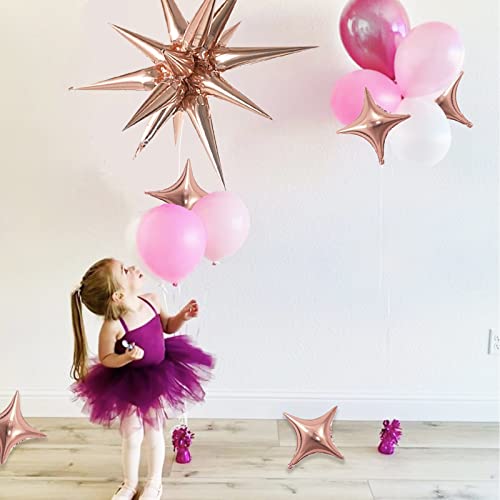 Rose Gold Star Foil 6pk Starburst & Spike Balloons for Weddings & Parties - style: Rose Gold Star Explosion Balloons