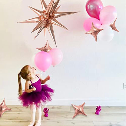 Rose Gold Star Foil 6pk Starburst & Spike Balloons for Weddings & Parties - style: Rose Gold Star Explosion Balloons