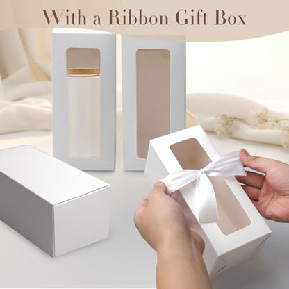SENONAPO 64 Pcs Gift Boxes with Ribbon 12oz 16oz 20oz for Transparent Gift Box for Sublimation Glass Exhibition Boxes Drinking Glasses Jars Blanks Tumbler Sublimation Tumblers Gift Box (White)