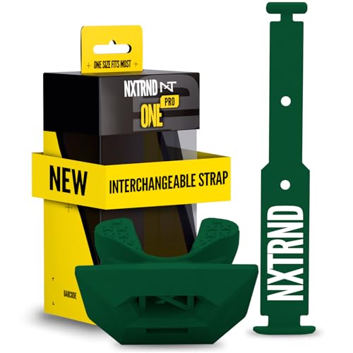 Nxtrnd One Pro Football Mouth Guard, Interchangeable Strap, Fits Adult & Youth (Dark Green) - color: Dark Green Pro