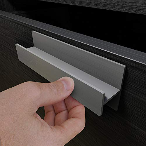 HRX Self-Adhesive Edge Fingerpull Door Handle - Easy to Install Screwless Peel and Stick on Glass, Wood, Metal, Plastic - Sliding Doors Knob for Kitchen Fronts, Drawers & Dressers Panels - 2 Pack - color: Clear Anodized