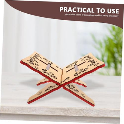 PRETYZOOM Elegant Quran Book Stand Sturdy Carved Reading Holder for Study Room Versatile Display for Quran Recitation and Decorative Items
