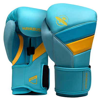 Hayabusa T3 Boxing Gloves - Sparring | Sparring Gloves, Muay Thai Gloves, Kickboxing Gloves, Heavy Bag Gloves, Boxing Gloves for Men and Women, Boxing Gloves - color: Blue/Yellow, size: 14oz