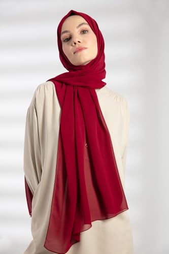 Chiffon Hijab Scarf For Women - Made in Turkiye - color: Cherry