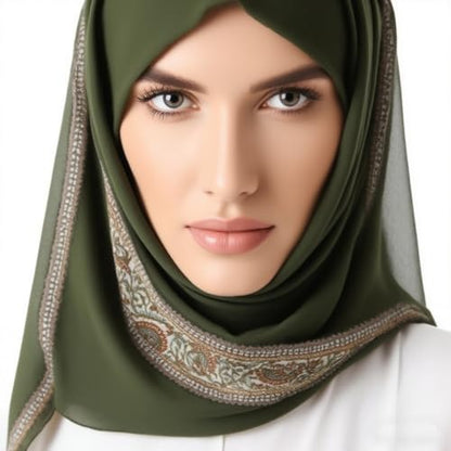 K-Elewon Large Square Scarf 51" Headscarf Chiffon Fashion Scarves Turbans Hair Wrapping Scarfs - color: A-green
