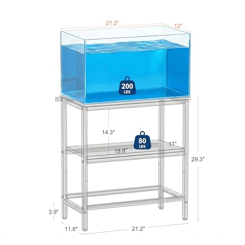 5 & 10 Gallon Fish Tank Stand for Standard Tanks | Fits 5 &10 Gal Standard Tanks for Aquarium, Reptile Terrarium & Turtle Tank, 21.2"L x 11.8"W One-Piece Wooden Tabletop, Black - size: 10 Gallon