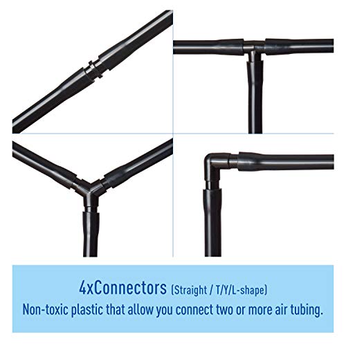 3/16" Professional Flexible Airline Tubing Standard Aquarium Air Pump Accessories, 20 Feet(Clear-Black)