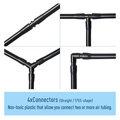 3/16" Professional Flexible Airline Tubing Standard Aquarium Air Pump Accessories, 20 Feet(Clear-Black)