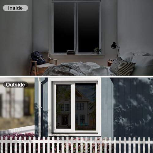 NINETREX Blackout Window Privacy Film,Darkening Window Tint Black Opaque Covering 100% Light Blocking Static Cling Sticker for High Privacy,（17.5 x 78.7inch,Black） - color: ['Blackout'], size: 17.5" x 78.7" (44.5 x 200 cm)