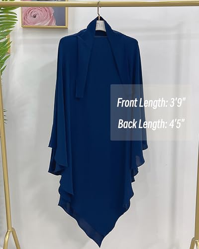 Muslim Prayer Abaya Islamic Women's Khimar Pure Color Hijab Dress Long Sleeve Dubai Kaftan - color: Darkbluehijab