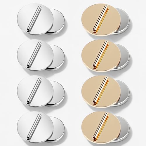 8 Pairs Magnetic Pin Backs - Invisible Metal Backs for Thin Fabric Strong Magnetic Brooch Converter for Hijab, Shawl, Scarf, Enamel Pins, and Clothes (4 Gold, 4 Silver)