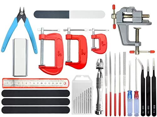 Professional 23 PCS Model Tools Kit Modeler Basic Tools Craft Set Hobby Building Tools Kit for Gundam Car Model Building Repairing and Fixing(K)