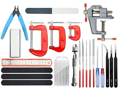 Professional 23 PCS Model Tools Kit Modeler Basic Tools Craft Set Hobby Building Tools Kit for Gundam Car Model Building Repairing and Fixing(K)