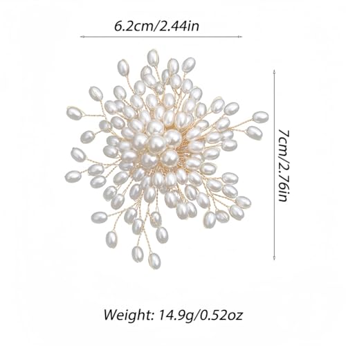 Large Flower Pearl Brooches for Women Fashion White Cluster Pearls Brooch Lapel Pins Fun Formal Dress Clothes Costume Pin Chunky Floral Jewelry Gift - color: Pearl2