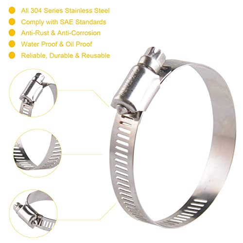 Winlong Stainless Steel 2.5'' Hose Clamps, 10PK SAE 40 Worm Gear Hose Clamps Adjustable 2 Inch-3 Inch (51-76mm) for Automotive Plumbing, 2 1/2'', 2 3/4’’, 2 1/4'' Hose Clamps - size: SAE#40 (2" ~ 3") 10PK