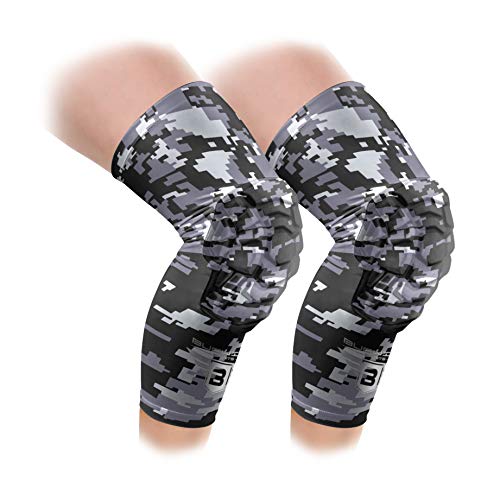 Bucwild Sports Pro Compression Padded Knee Sleeves Knee Pads Youth & Adult Basketball Football Wrestling Volleyball 1 Pair - color: Black Camo, size: XS (Youth)
