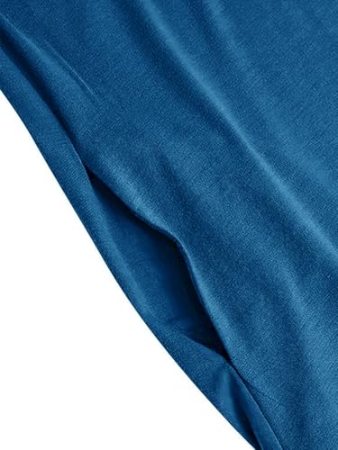 WSPLYSPJY Women High Neck Abaya Muslim Dress Solid Color Prayer Robe - color: Deep Blue, size: Medium