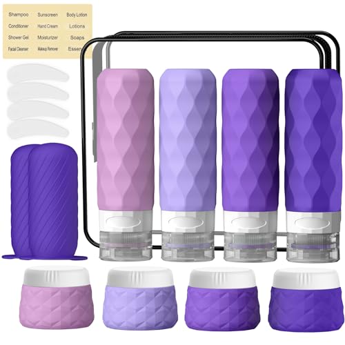 Silevoler 16Pack Travel Bottles for Toiletries, Bottles, Jars, and Covers - color: Purple