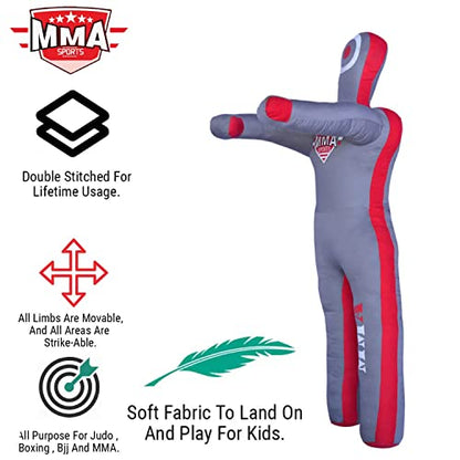 MMA Sports Kids Grappling Dummy MMA BJJ Jiu Jitsu Karate Kick Boxing Throwing Practice Dummies for Children - 4 FT -UNFILLED