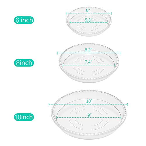 6 Pack Clear Plant Saucer 6 8 10 inch, Durable Plastic Plant Trays for Indoor, Round Flower Plant Pot Saucer, Sturdy Plant Water Catcher Tray - size: 6+8+10 inch