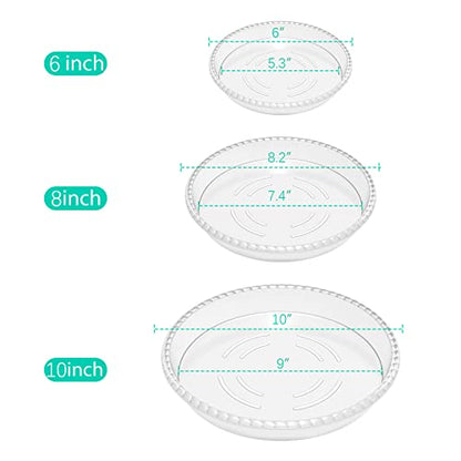 6 Pack Clear Plant Saucer 6 8 10 inch, Durable Plastic Plant Trays for Indoor, Round Flower Plant Pot Saucer, Sturdy Plant Water Catcher Tray - size: 6+8+10 inch