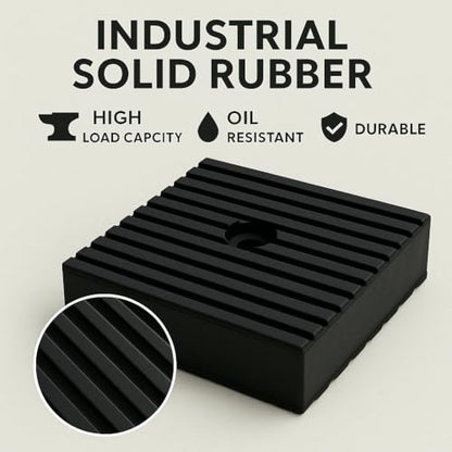 4 Pack Heavy-Duty Anti-Vibration Pads – Solid Rubber 4"x4"x1" | Noise Dampening, Slip-Resistant Pads for Air Compressor, Generator, Washer, Dryer, HVAC Equipment
