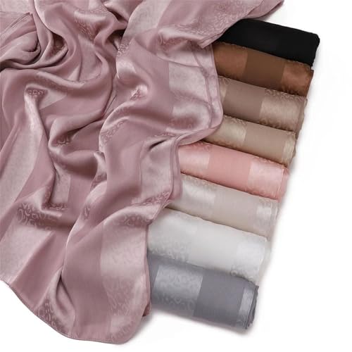 Dbdkejj Women Satin Hijab Bohemian Style Soft Wrap Elegant Foulard Turban Fashion Shawl For Daily Use - color: Color 9