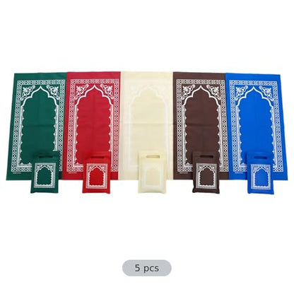 5 Pcs Portable Prayer Mat Set, Non-Woven Fabric Travel Praying Mat with Storage Bag, Disposable, 42.5 x 26.8 in / 108 x 68 cm, for Home, Outdoor Travel, Business Trip