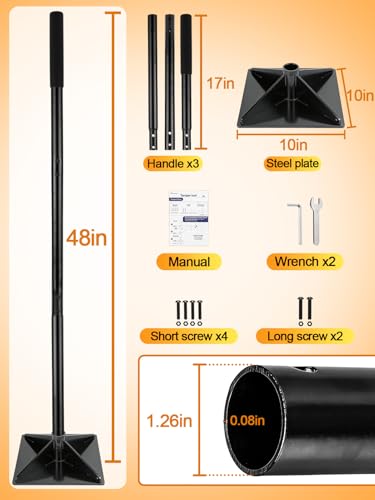 Upgraded 0.12 Psi Compaction Pressure Effortless Heavy-Duty 10"x10" Steel Tamper - Ergonomic Soil Tamper Tool with 48" Handle, Garden Landscaping Hand Tools for Ground & Gravel Leveling Dirt Compactor