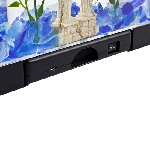 Tetra LED Half Moon Aquarium Kit, 1.1 Gallons, Small, Clear Plastic Fish Tank With Curved Front, Easy Feeding And Movable, Energy-Efficient LEDs Ideal For Bettas Great As Desk Aquarium