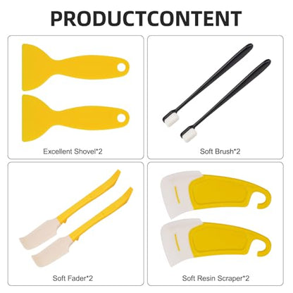 YIBECO 8pcs UV Resin 3D Printer Must-Have Tools, Scrapers, Silicone Spatulas,Brushes for Resin Transfer Cleaning and Protection Release FEP Film Vat Tank,3D Printer Accessories (8PCS) - size: 8PCS