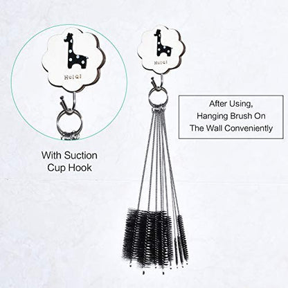 Pipe Cleaners Homewinner 8 inch Nylon Bottle Straw Cleaning Brush Set Stainless Steel Handle Flexible Tube Brushes Multiple Size, Set of 10