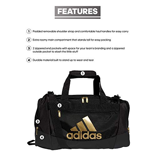 adidas Unisex Defender 4.0 Gym Duffel Bag for Men and Women - color: Black/Gold Metallic, style: Small (38l)