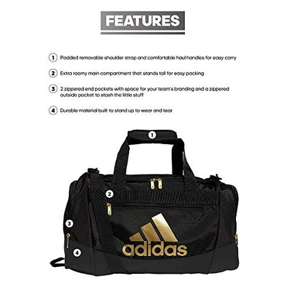 adidas Unisex Defender 4.0 Gym Duffel Bag for Men and Women - color: Black/Gold Metallic, style: Small (38l)