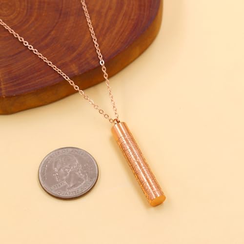 Spiritual Muslim Cylinder Necklaces - Stainless Steel Arabic Quran engraved Pendant Necklace for Men Women YA5082 - color: Rose Gold