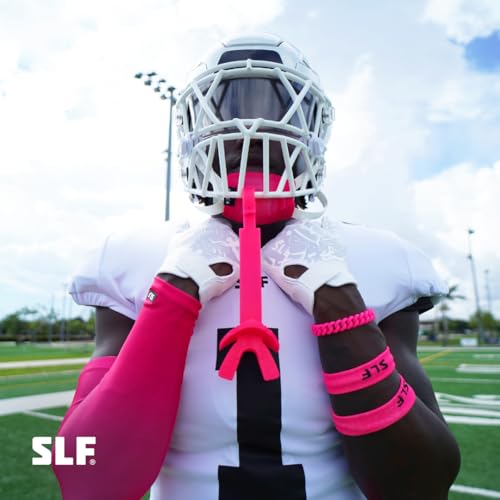SLEEFS X Football Mouth Guard - Lip/Mouthguard with Helmet Strap - Lip/Teeth Protector Mouthpiece - Moldable - for Youth, Men & Women. Maximum Air Flow. All Sports (Pink) - color: Pink