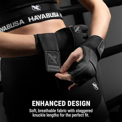 Hayabusa Deluxe Quick Wraps for Men and Women - Boxing & Martial Arts Hand Wraps - color: Black, size: Small