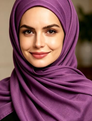 Lina & Lily Non-see-through Premium Jersey Maxi Hijab Head Scarf Wrap for Muslim Women - color: Berry