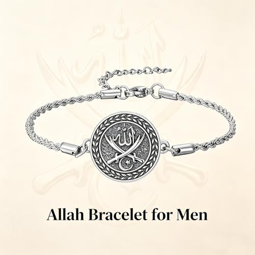 PELOVNY Allah Bracelet 925 Sterling Silver Islam Allah Bracelet Islamic Muslim Religious Jewelry Gifts for Men Women - color: Allah Bracelet-04