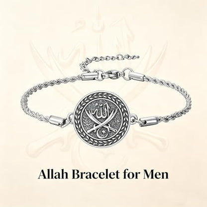 PELOVNY Allah Bracelet 925 Sterling Silver Islam Allah Bracelet Islamic Muslim Religious Jewelry Gifts for Men Women - color: Allah Bracelet-04