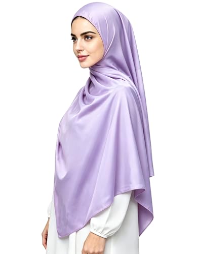Lina & Lily Luxury Satin Hijab Head Scarf Shawl Wrap for Muslim Women Extra Long - color: Lavender