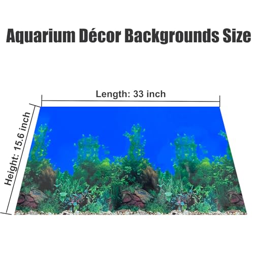 Fish Backgrounds Paper Double Sides Undersea Aquarium Background Poster Colorful Sea Anemone Fish Tank Background Sticker Decorations 16"x 33"