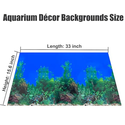 Fish Backgrounds Paper Double Sides Undersea Aquarium Background Poster Colorful Sea Anemone Fish Tank Background Sticker Decorations 16"x 33"