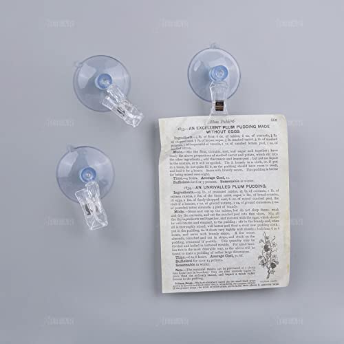 AUEAR, 8 Pack Clear Suction Cup Clips Round Clamp Holder Fishes Veggie Seaweed Feed Clip Advertising Pop Stand for Display Business Cards Home Office Accessories