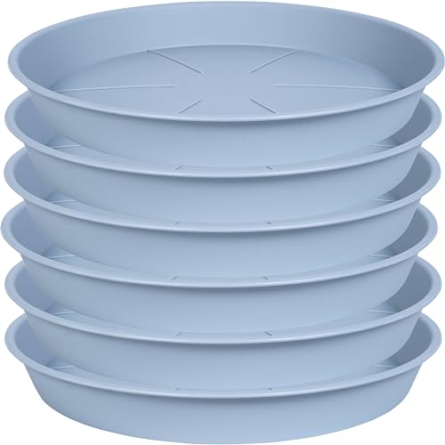 OVZILKI 6 Pack of Plant Saucer Tray 4 6 8 10 12 14 17 19 22 25 inch, Heavy Duty Plastic Pot Plant Drip Trays Saucers for for Indoors Outdoor, Plant Water Tray for Planters 4-7" (6", Light Gray) - color: Gray, size: 6" - 6 Pack