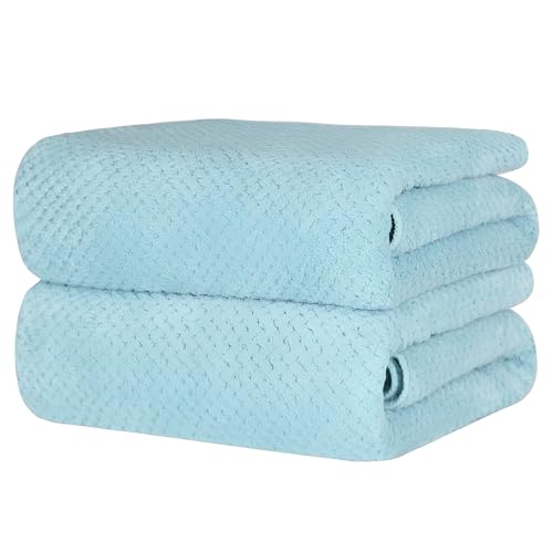 2-Pack Microfiber Bath Towels (27x54 Inches) - Ultra Soft & Quick Dry, 3X Absorbency, Lightweight for Gym, Yoga, Travel & Spa - Perfect for Home, Fitness & Post-Workout,(Bule) - color: Sky Bule, size: 27*54 inches