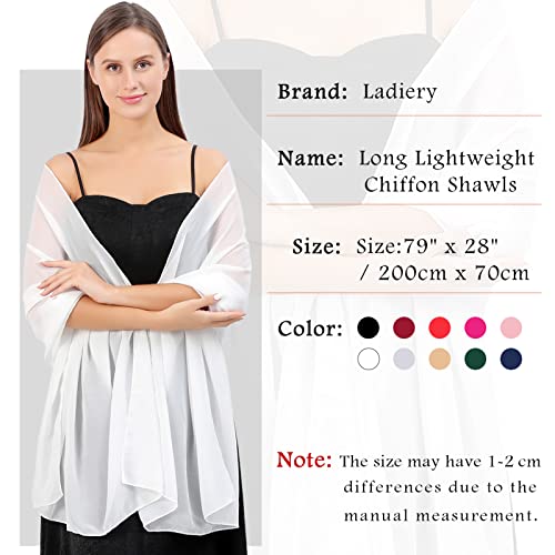 Ladiery Chiffon Shawl Wraps for Women Evening Dresses, Elegant Soft Sheer Shawls for formal dressy Bride Wedding - color: White(1)