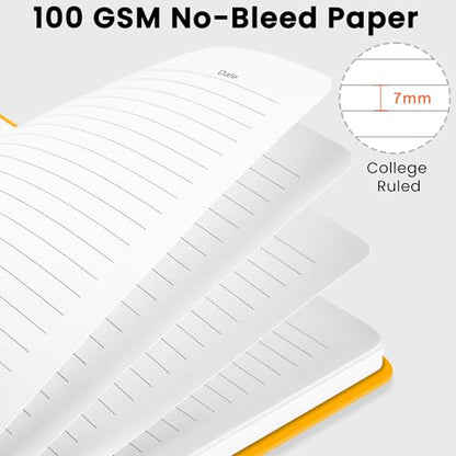 CICPAP Lined Spiral Journal Notebook, A5 College Ruled Notebook for Journaling, Note-Taking, and Daily Planning, Durable Hardcover with an Elegant Design, Yellow - color: G.Yellow