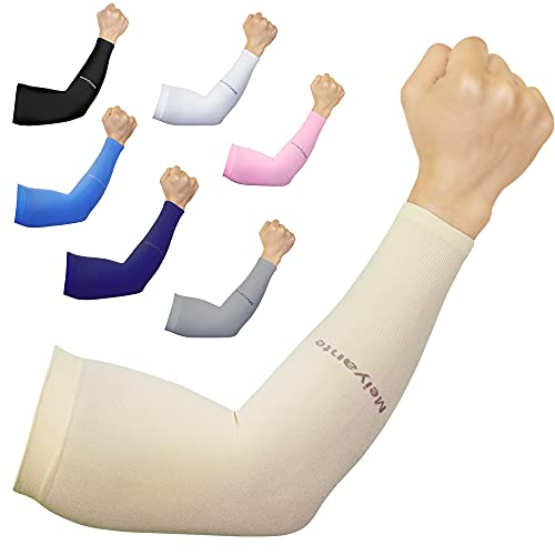 Cooling Arm Sleeves for Men & Women, UPF 50+ UV Protection - color: Beige-wrist
