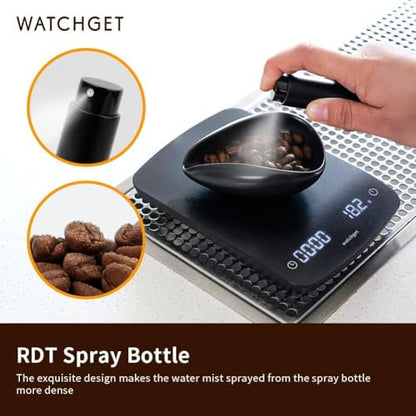 watchget Coffee Bean Dosing Cup & RDT Spray Bottle Kit, Black | 10ml Static Reducing Sprayer; Ceramic Single Dose Tray for Coffee & Tea;Espresso Brewing Accessory for Home & Espresso Bars - color: Black